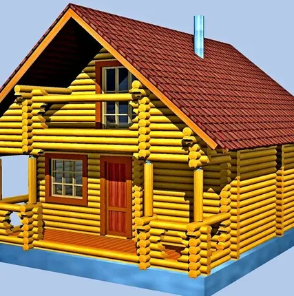 Фото №0 Сруб бани 6х7 м из оцилиндрованного бревна