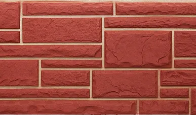 фото Фасадная панель T-SIDING Дикий камень, цвет Бордовый