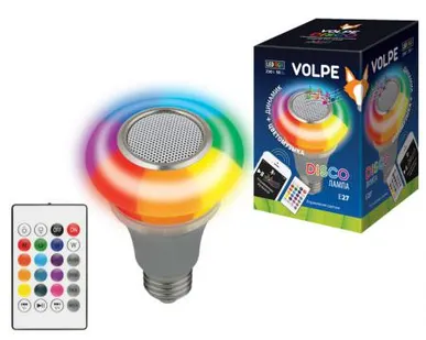 фото Светильник проектор ULI-Q340 5W/RGB/E27 SILVER Светодиодный светильник Диско, с динамиком и Bluetooth. 220В. Серебристый. ТМ Volpe.