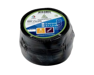 фото Кабель ВВГ-Пнг(А) 3х1.5 ок (N PE) 0.66кВ (бухта 5м) (шт) Альфакабель 65547
