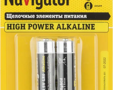 фото Элемент питания алкалиновый 94 752 NBT-NE-LR6-BP2 (блист.2шт) Navigator 94752