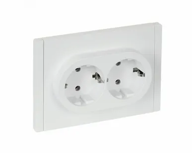 фото FORTE&PIANO Розетка 2-местная с заземлением без защитных шторок безвинтовое крепление 16А FP224 белый IEK