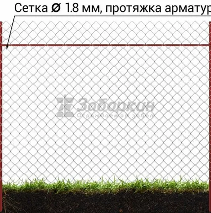 Фото №0 Забор из сетки рабицы Стандарт (1,5 м)