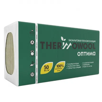 Фото №0 Утеплитель ИЗОМИН ThermoWool Оптима 50 кг/м3 1200х600х100 мм