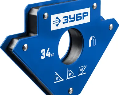 фото Угольник магнитный сварочный 40050-34 Зубр УМ-3, до 34 кг, углы 45/90/135 градусов