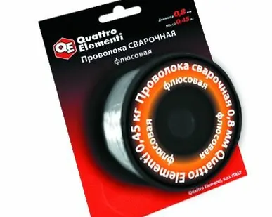 фото Проволока сварочная флюсовая 0,8мм (0,45кг) блистер, QUATTRO ELEMENTI 770-384