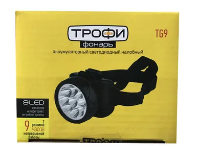 фото Фонарь Трофи TG9, аккумуляторный, налобный