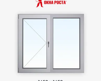 фото Двухстворчатое алюминиевое окно KALEVA CW, 1450х1450, поворотное/глухое