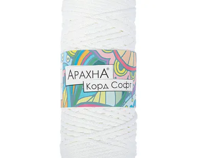 фото Пряжа ARACHNA "Cord Soft" 100% полиэфир 230 г ± 10 г 100 м №100 белый
