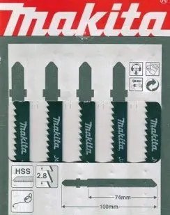 фото Пилки для лобзика MAKITA B-25 5шт.(74мм,тв.пластик,сталь3-6мм,ДСП)/A-85765