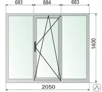 Фото №0 Окно ПВХ, размер 2050х1400, 58мм/24мм