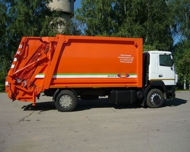 фото МК-3449-03 NEW на шасси МАЗ-5340В2-485-013 Мусоровоз (б/к, с порталом, САУ)