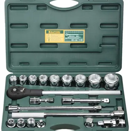 Фото №0 Набор торцовых головок KRAFTOOL "INDUSTRIE QUALITAT" 3/4", Cr-V, пластиковы