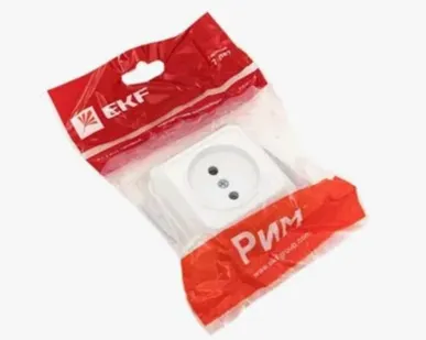 фото Рим Розетка 1-местная 16А с заземлением белая EKF