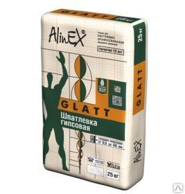 фото Шпатлевка гипсовая AlinEX Глатт (безусадочная) 25кг.