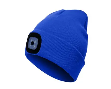 фото Шапка с фонариком 215х205х5 син. (фонарь 66х50х15мм снимается; аккум. 3.7В/200мА.ч) 3 режима свечения Космос KOCHat_red