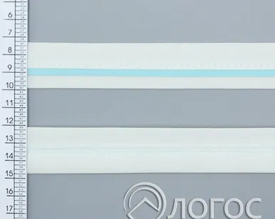 фото Косая бейка декоративная с кантом Т 25мм, D2+21 (белый с синим кантом)