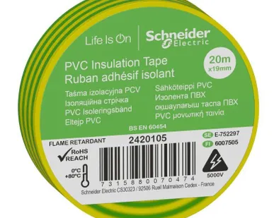 фото Изолента ПВХ 19мм (рул.20м) желт./зел. SchE 2420105