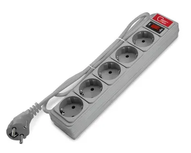 фото Удлинитель с сетевым фильтром 5х1.5м 10А ПВС 3х0.75 сер. Союз 1328