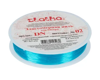 фото "Zlatka" / "Gamma" Эластомерная нить (термополиуретан) DN d 0.6 мм 18 м №02 светло-бирюзовый