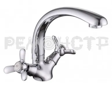 фото Смеситель для кухни 342 силумин двухручковый KDE-2019S-62, 1/2' Lucky Tap, 1/10 П