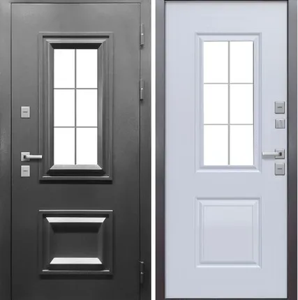 Фото №0 Входная дверь Термо Про Букле Антрацит стеклопакет-белый матовый