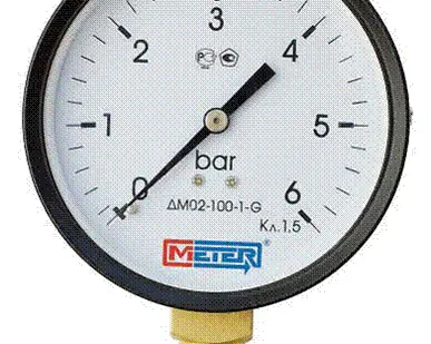 фото Манометр метер дм 02-100-1-м, диапазон измерений 0...10 кгс/см2