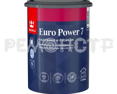 фото Краска интер  0,9л база С лат мат Tikkurila EURO POWER_7  (6) (ЭК) П