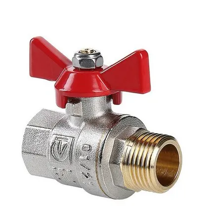 Фото №0 Кран шаровой 1/2 дюйма, рукоятка бабочка, резьба внутренняя/наружная Valtec VT.218.N.04