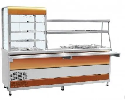 Фото №0 Прилавок-витрина холодильный мармитный универсальный ПВХМ-70КМУ цвет "красн