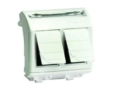 фото Розетка компьютерная 2-м СП Brava 2мод. RJ45 5e бел. DKC 76656B