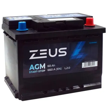 Фото №0 Аккумулятор ZEUS AGM 60 Ач о.п.