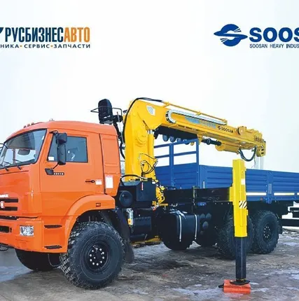 Фото №0 КМУ КАМАЗ 43118-3078-46+SOOSAN SCS876 в.у. + буровая уст..+борт сталь 6м.