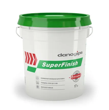 Фото №0 Шпатлевка финишная DANOGIPS SuperFinish, белая полимерная 17л (28кг)