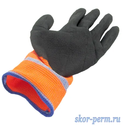 Фото №2 Перчатки акриловые с черным латексным покрытием