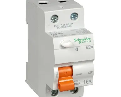 фото Выключатель дифференциального тока (УЗО) 2п 16А 10мА тип AC ВД63 Домовой SchE 11454