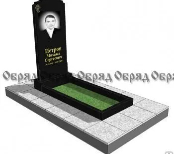 фото Памятник из черного гранита габбро под ключ. Спецпредложение 4-3