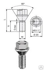 фото Болт колесный М 12х67/42х1,25 S=17 Ellis
