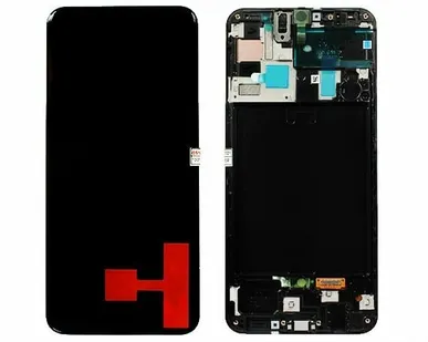 фото Дисплей Samsung A505F Galaxy A50 + тачскрин + рамка черный (GH82-19204A) (Service Pack 100%), с заменой
