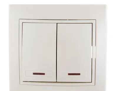 фото Выключатель 2-кл. СП Мира 10А IP20 с подсветкой со вставкой жемчуж./бел. перламутр LEZARD 701-3030-112