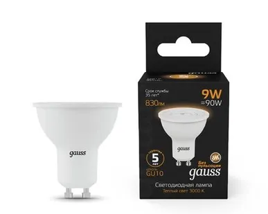 фото Светодиодная лампа Gauss Софит 9W 830Lm 3000K GU10 101506109