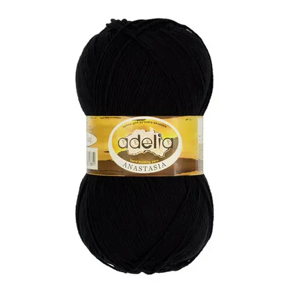 Фото №0 Пряжа ADELIA "ANASTASIA" 100% акрил 100 г 330 м №02 ЧЕРНЫЙ
