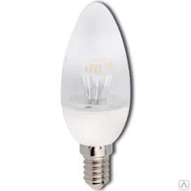 фото 4,2W 220V E14 4000K полуматовая свеча искристая пирамида C4EV42ELC