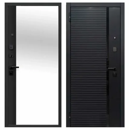 Фото №0 Дверь входная Гарда Черное Зеркало 7,5см (Ferroni) МДФ/МДФ с зеркалом, Сатин черный/Сатин черный 2050х860мм, ЛЕВАЯ