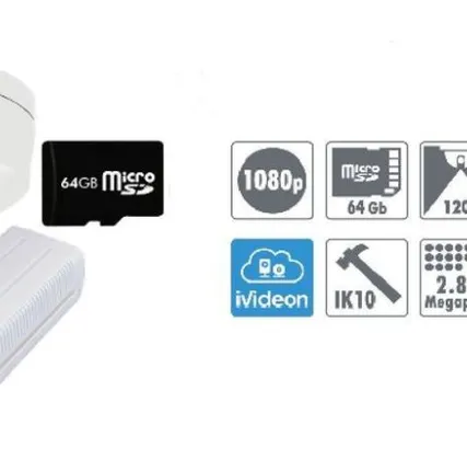 Фото №0 Антивандальная IP камера 1080р с WDR120 Дб + MicroSD 64Гб +PoE инжектор