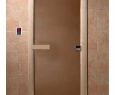 фото Двери для бани Doorwood Дверь стеклянная DoorWood "Теплая ночь" 190х70 (бронза матовое, коробка листва)