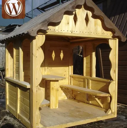 Фото №0 Изготовление домиков из дерева для детских площадок