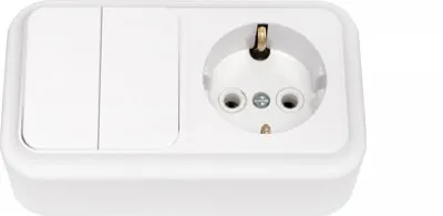 Фото №0 Блок О/У Выключатель 2-кл + розетка с заземлением Пралеска Bylectrica 2В-РЦ-529