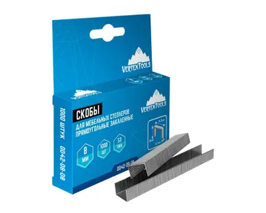 фото Скобы для степлера закаленные, тип 53 6мм, 1000шт VertexTools 0042-08-08