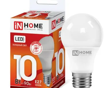 фото Лампа светодиодная LED-A60-VC 10Вт 230В Е27 4000К 900Лм IN HOME